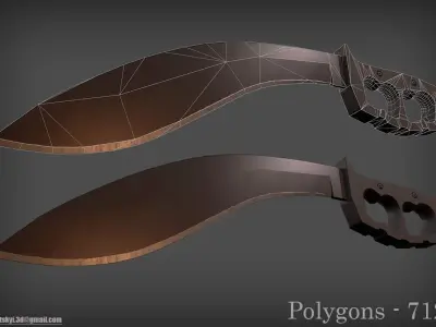 Set Machetes Kukri Low-poly 3D model
