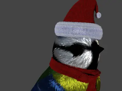 Winter Blue Tit 3D model