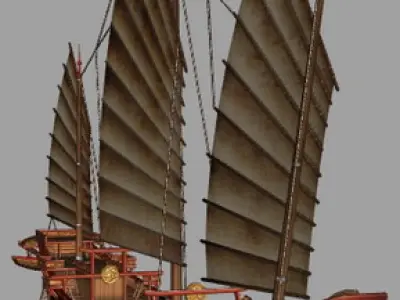 Chinese Junk Ship Low-poly 3D model