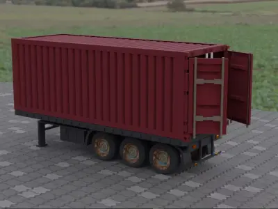  Container Trailer low-poly 3d model 3D model