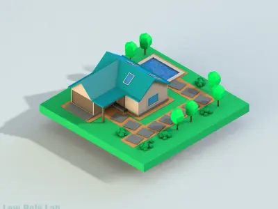 Low Poly City House 1 Low-poly 3D model