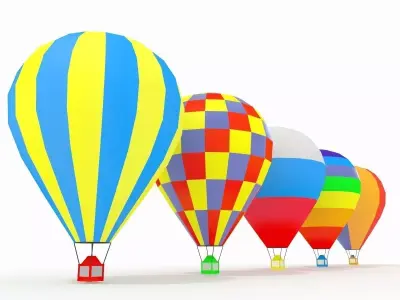 Hot Air Balloons Collection Slylized low-poly Low-poly 3D model