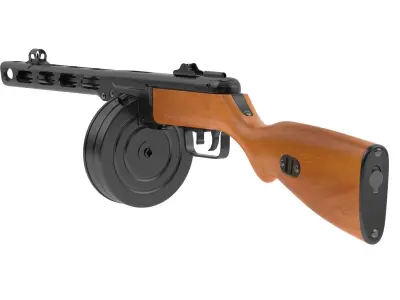 PPSh-41 airsoft gun with wooden barrel 3D model