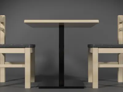Table and Chair Set Low-poly 3D model purchase