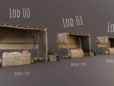 The Medieval Market Stall Low-poly 3D model