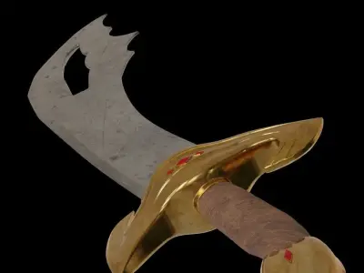 Eastern One-handed Fantasy Sword PBR Free low-poly 3D model