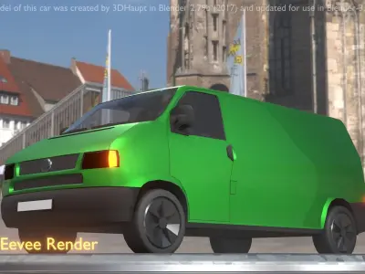 City Car 42 Commercial Transporter Type-C Green Low-poly 3D model