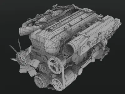 Toyota 2JZ GTE VVTi engine Low-poly 3D model