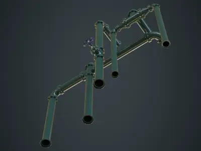Industrial Pipes 2A Low-poly 3D model