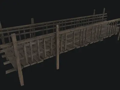 Old Wooden Bridge Low-poly 3D model