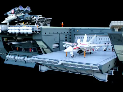 Set3 - Macross SDF1 Prometheus Hangar elevator-left Flight Deck 3D print model