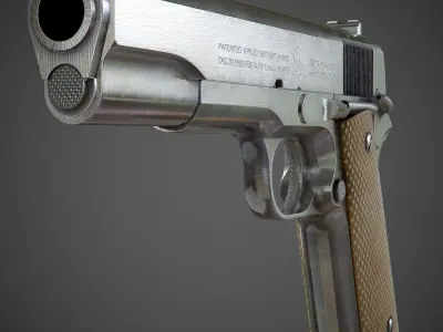 Colt M1911 A1 Chrome - PBR Game-Ready Low-poly 3D model