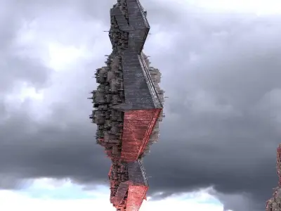 Anubis Gods City Floating Pyramids Towers 2 3D model