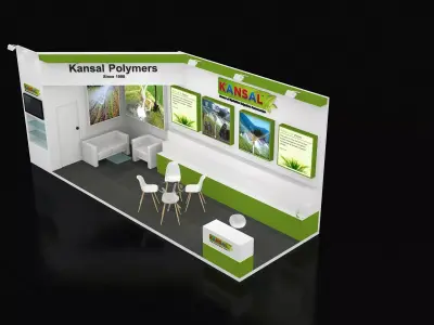 9mtr x 3mtr expo stall 2side open Exhibition Stand Free low-poly 3D model