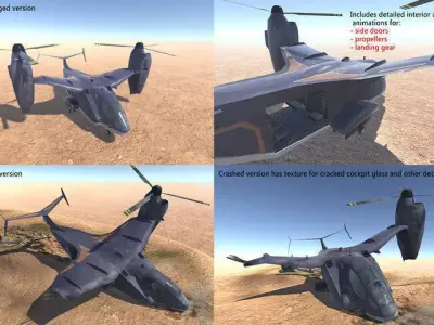 Sci-fi VTOL aircraft Low-poly 3D model