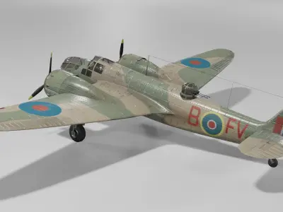 Bristol Blenheim MK IV Light bomber Low-poly 3D model