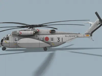 MH-53E Sea Dragon JMSDF Complex Animation Low-poly 3D model