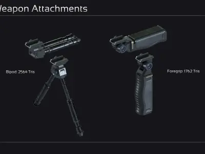 Scifi Modular Weapon Attachments Low-poly 3D model