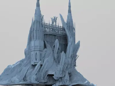 Snake mountain curved serpent towers 3D model