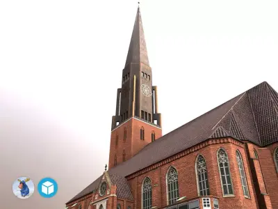 Hamburg StJacobi Kirche Low-poly 3D model