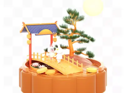  Chinese Mid-Autumn Festival elements 3D model