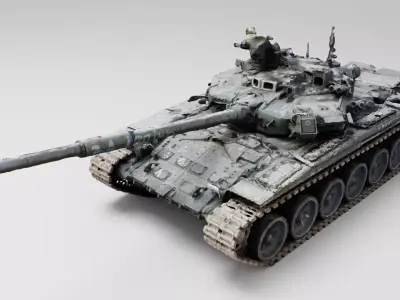Russian T-90 tank destroyed by Ukrainian army 3D model