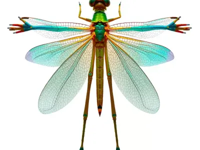 Iridescent Dragonfly model pack Low-poly 3D model
