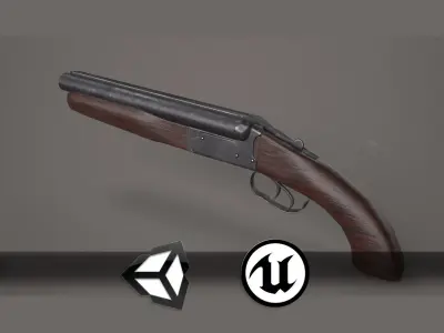 Sawed Off Shotgun - PBR Weapon and Game Ready Low-poly 3D model