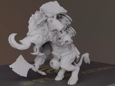 CyberTusker SciFi Boar Warrior 3D print model purchase