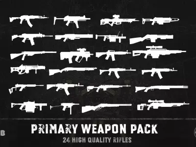 Primary weapon pack Low-poly 3D model