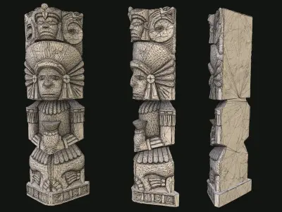 Statue Aztec medicine man Low-poly 3D model