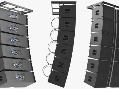 Line Array Speaker System with Rigging Frame 3D model