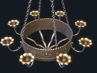 Medieval Chandelier 3 Low-poly 3D model