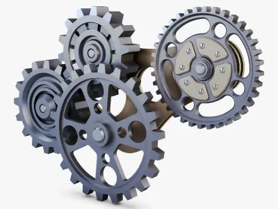 Gear Mechanism Low Poly v 6 Low-poly 3D model