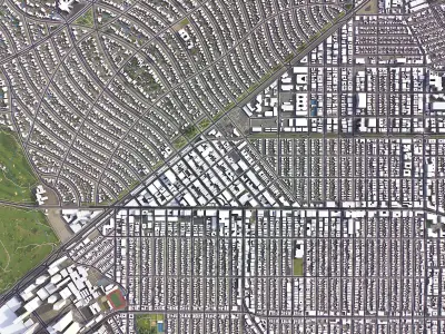 Beverley Hills - 3D City Low-poly 3D model