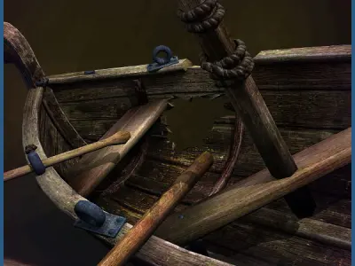 Medieval Boat Low-poly 3D model