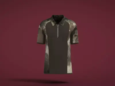 Military Outfit - T-shirt Low-poly 3D model 62