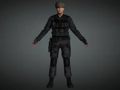 AAA Military Male Character 04 Low-poly 3D model