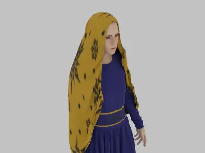  Hijab Woman Low-poly 3D model