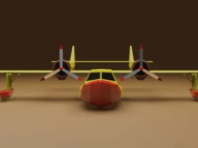Float Plane - Low Poly - Game Ready - PBR - 3D MODEL Low-poly 3D model