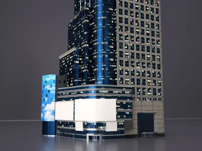 Conde Nast Building with Night Lights 3D model