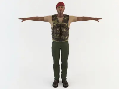 African Mercenary Low-poly 3D model