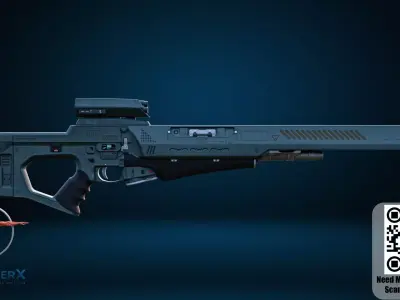 Futuristic Sci-Fi Shotgun 3D Model Game Ready Weapon Asset Low-poly 3D model