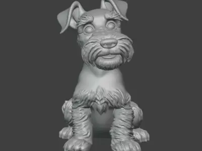 3D Printable Schnauzer Dog Standard Grooming  Sitting Pose 3D model