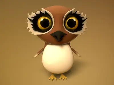 cartoon owl Low-poly 3D model