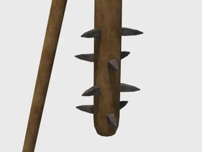 Agricultural and war flail Low-poly 3D model
