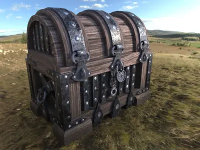 chest and safe Free low-poly 3D model