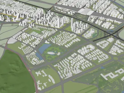 Urban highrise building building ancillary building commercial 3D model