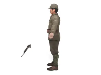 Japanese Soldier Low-poly 3D model