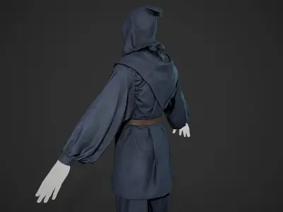 Blue Medieval Outfit  Low-poly 3D model
